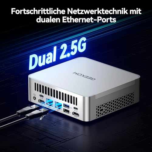 GEEKOM AI Mini PC XT1 Mega mit Intel Core Ultra 9-185H (16C/22T, bis 5.1GHz) | Echtzeit-AR | 32GB DDR5 + 1TB SSD | Mini Gaming PC | Windows 11 Pro | WiFi 7 | 2.5G Dual-LAN | BT 5.4 | 4×4K Ausgänge