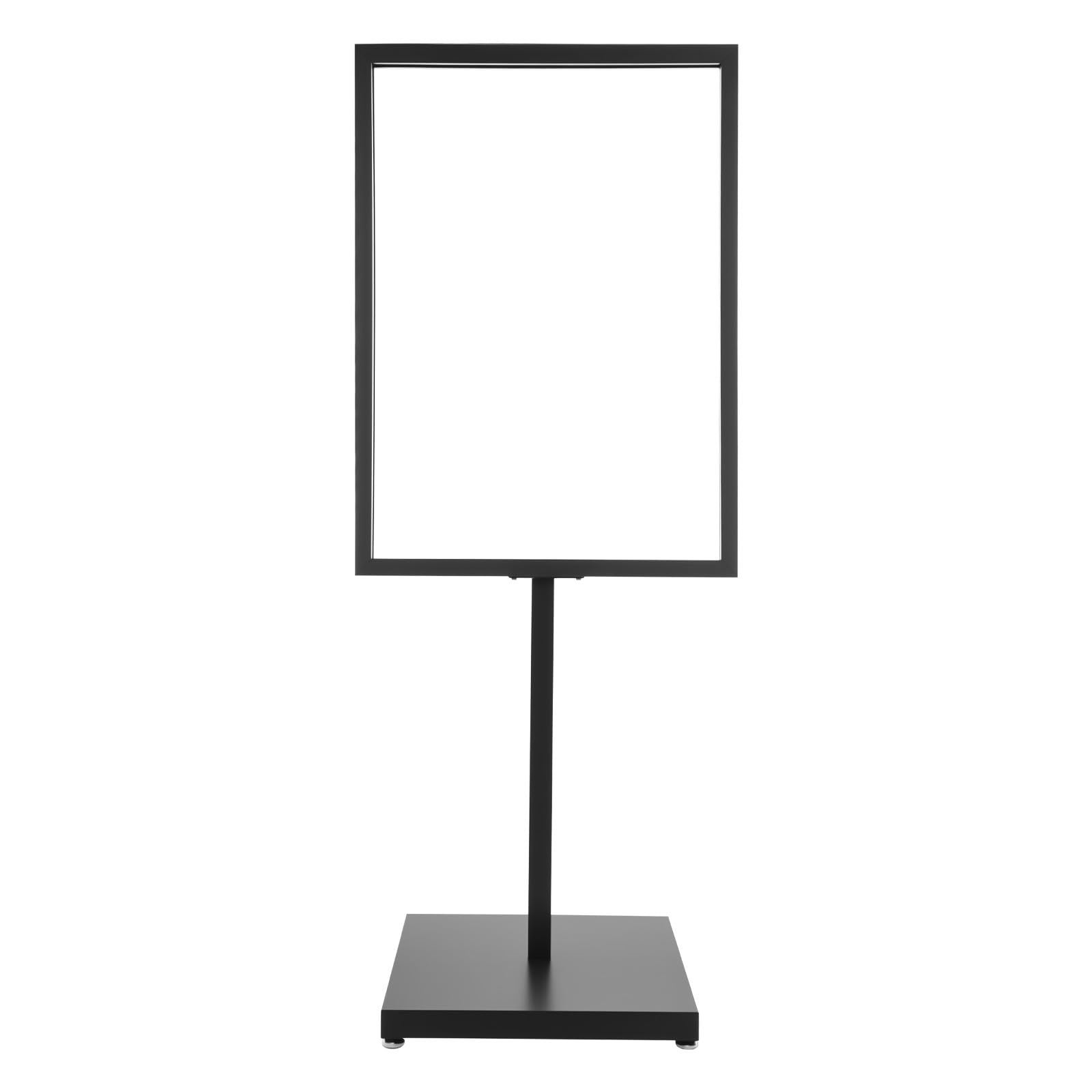 Soporte para carteles, 90 x 65 cm, soporte de hierro para carteles de pie, soporte publicitario estable con patas ajustables, tope para menús, carteles y publicidad en negro