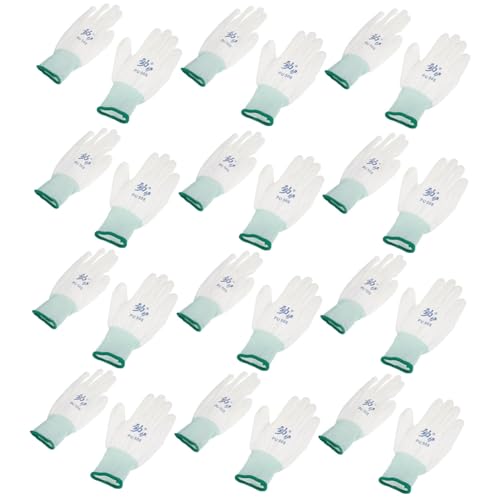 Angoily 12 Pares guantes de pu antideslizantes guantes protectores artilugio de jardín Guantes antiestáticos guantes al aire libre guantes de trabajo hombres guantes de tejer nylon