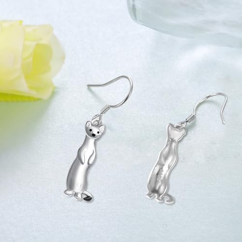 Ferret Earrings 925 Sterling Silver Ferret Dangle Earrings Ferret Stuff Gifts Cute Animal Jewelry for Women3