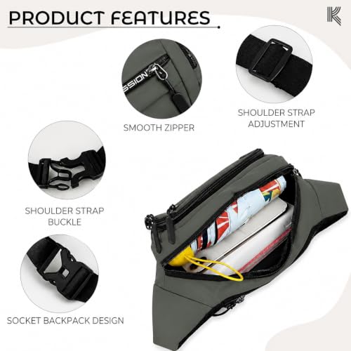 Image of Waist Bag for Man & Woman | Travel Handy Hiking Running Pouch with Zipper | Adjustable Strap Fanny Pack for Documents Money Card Phone Earphone (Green)