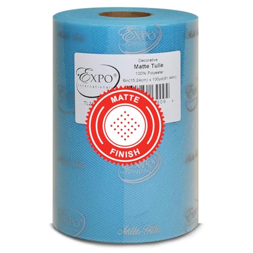 Image of Expo International Decorative Matte Tulle Spool of 6 inch X 100 yards | Turquoise
