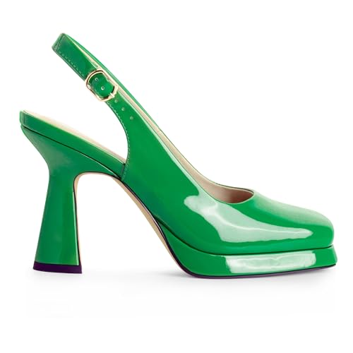 Image of ANN CREEK Women's Platform Slingback High Heels Ladies Square Toe Pump Shoes