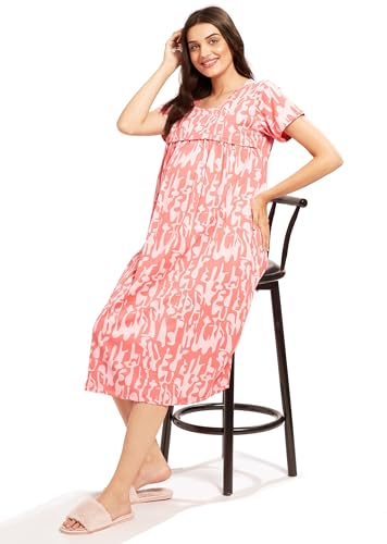 Image of AV2 Women Cotton Printed Maternity Nursing & Feeding Relaxed Fit Nighty -3148