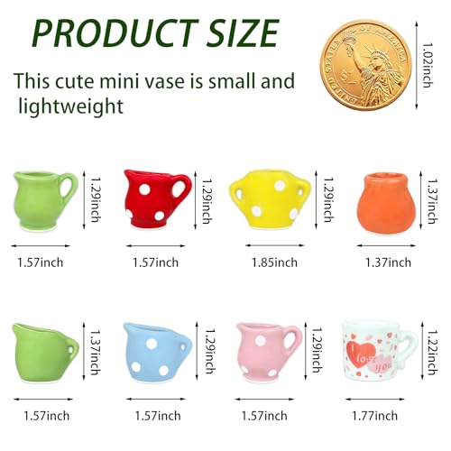 8 imanes mini jarrón cerámico para refrigerador miniatura 2