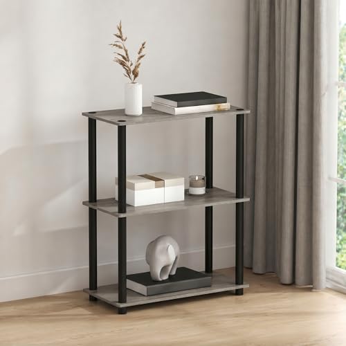 Furinno Turn-N-Tube Storage Shelves, 3-Tier Book Shelf, Corner Shelf, Toolless Open Shelves, for Organization and Storage, Living Room, Bedroom, Entryway, Laundry, Grey Oak by Furinno - Used condition - US$24.04