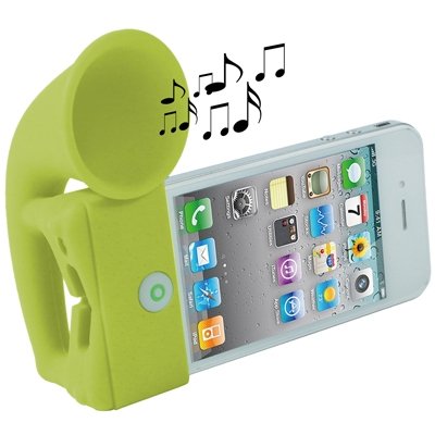 Portable Amplifier, Silicone Horn Stand Speaker for iPhone 4 & 4S / 3GS / 3G (Green)