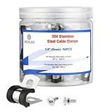 80pcs 1/4 Inch Stainless Steel Cable Clamps And Stainless Screws,Rubber Coated Cushioned Insulated P Clamps Assortment