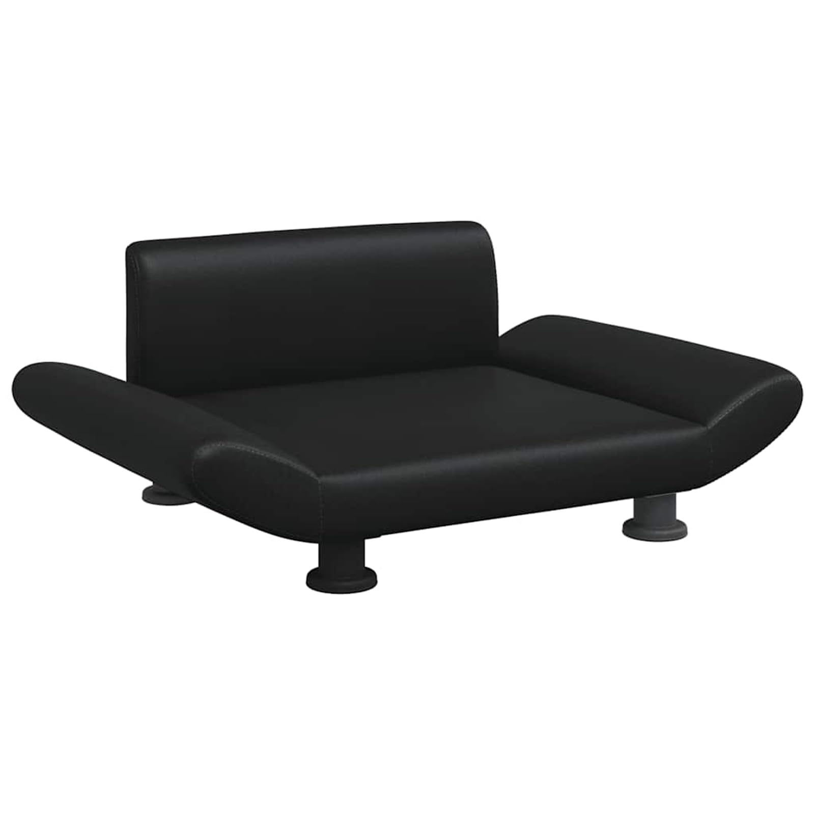 Hundebett Schwarz 70x45x28 cm Kunstleder Kiefernholzrahmen | Wasserdichter Kunstlederbezug, stabiler Kiefernholzrahmen, leicht abwischbar, 50 kg Tragkraft