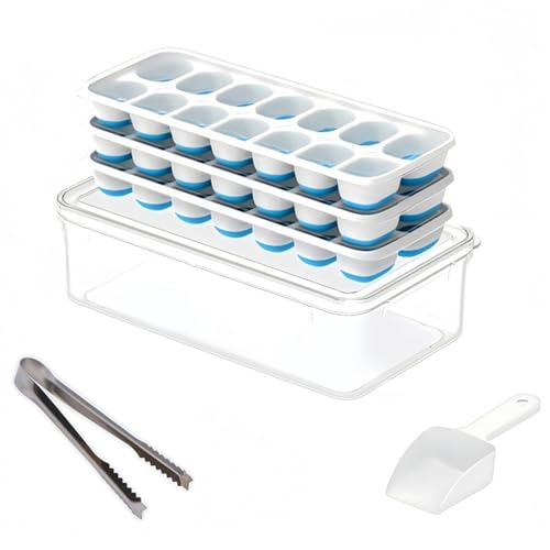 Juego de 3 Moldes de Hielo de Silicona con Tapa y Pinzas miniatura 1