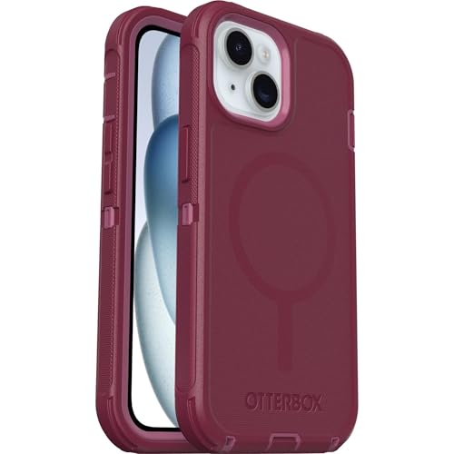 Image of OtterBox iPhone 16e, 15, 14, & 13 Defender Series - Foxberry Pink, screenless, Rugged & Durable, with Port Protection, Snaps to MagSafe