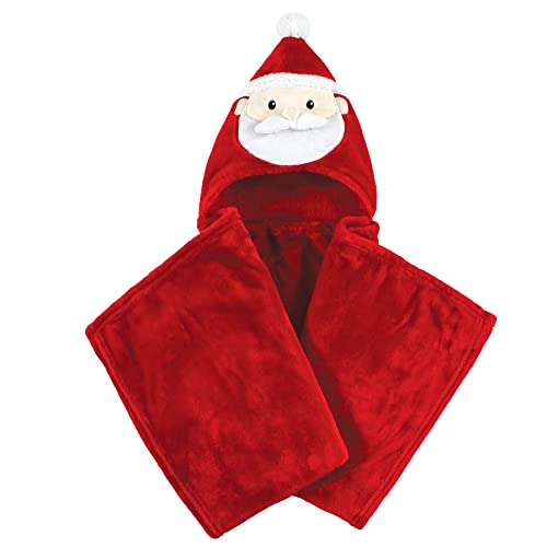 Image of Hudson Baby Unisex Baby and Toddler Hooded Animal Face Plush Blanket, Red Santa, One Size