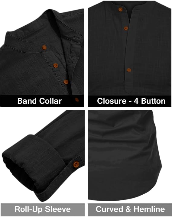 Image of ROYALSCOUT Combo of Men's Solid Cotton Blend Full Sleeve Straight Kurta Shirt (Pack of 2)