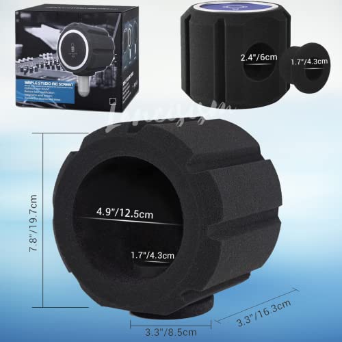 Microphone Pop Filter, Professional Mic Windscreen, Thick Wind Shield Acoustic Filter for 45mm-60mm Recording Studios Microphones, Sound-Absorbing Foam that Reduces Noise and Reflections