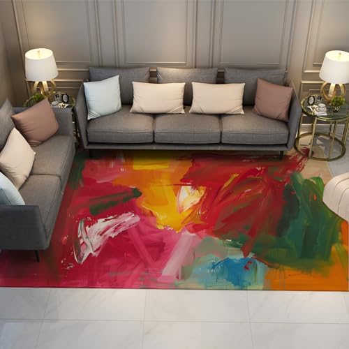 Tapis aquarelle graffiti moderne multicolore 60x90cm pour salon - 2