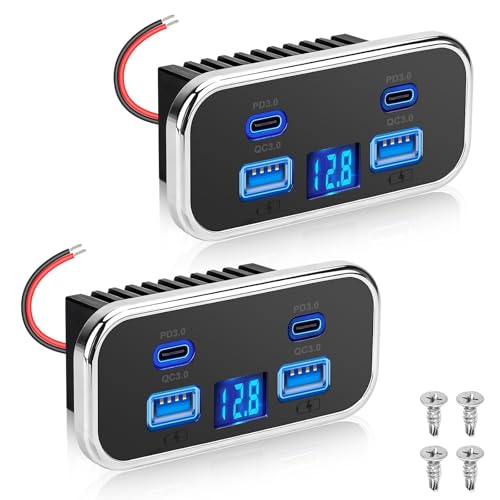 Linkstyle RV USB�R���Z���g 2�� 76W �f���A�� 18W USB-A & �f���A�� 20W PD3.0 �|�[�g �d���R���Z���g�p�l�� �d���v�t�� 12V/24V �� �g���b�N �D���p