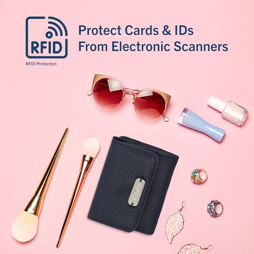 Nautica Rower's End Small Wallet for Women, RFID Blocking Slim Credit Card Holder with Zipper Coin Pocket, Bifold Compact Wallet with ID Window in Indigo4