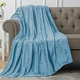 Utopia Bedding Fleece Blanket Throw Size Washed Blue 300GSM Luxury Anti-Static Fuzzy Soft Microfiber Blanket for Couch, Sofa and Bed (60x50 Inch)