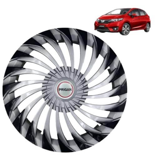 Image of PRIGAN Wheel Cover for Jazz 15 Inch Silver Black Wheel Cap (Available in 15 Inch) (Set of 4 Pcs) (Press Fitting) Model- Swing DC-15