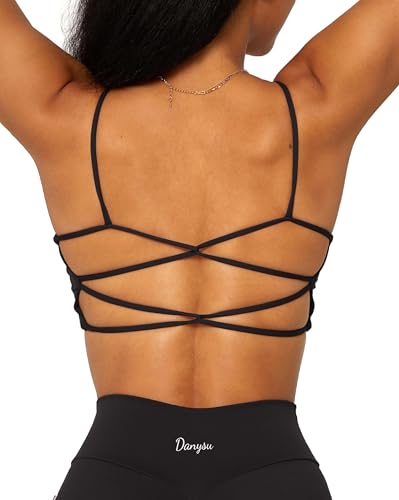 Danysu Rückenfreier Sport BH Damen Racerback Sports Bra Workout Top...