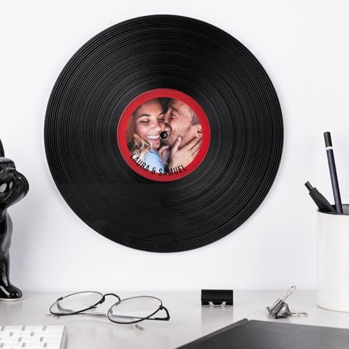 Wanapix | Disco de Vinilo Personalizado con Foto y Texto | Vinilo Decorativo Vintage | Para Pared | Soporte para Colgar Incluido | Regalo Original | 30ø cm