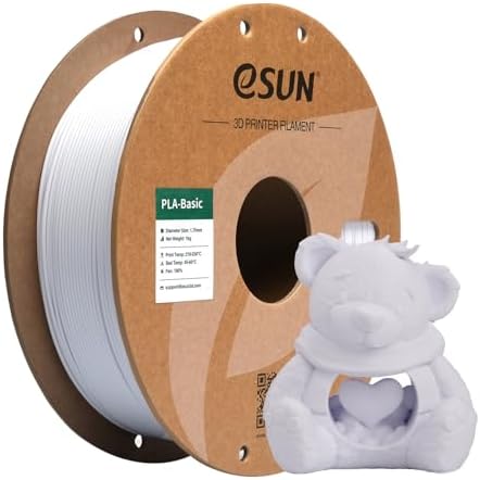 eSUN PLA Basic Filament 1.75mm, 1KG Spool (2.2 LBS) High Speed Printing 3D Printer PLA Filament,Designed for Fast Printing, Cold White