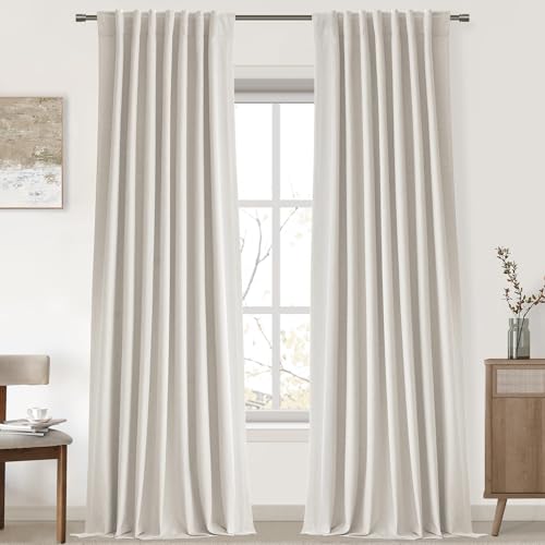 UHITECH Cream Blackout Curtains 52" W x 80" L for Bedroom 2 Panels Set
