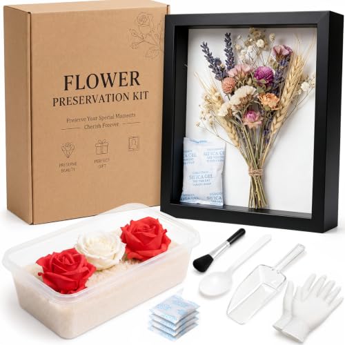 Lewtemi Flower Preservation Kit with Shadow Box Frame Black 8x6