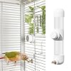 9.4 Fl Oz No Mess Bird Water Dispenser, Automatic Parrot Water Feeder with Spring Valve, Clear Cage Water Drinker for Parakeets Cockatiels Budgies Finch Lovebirds & Canary (White, 7.4 fl oz (220ml))