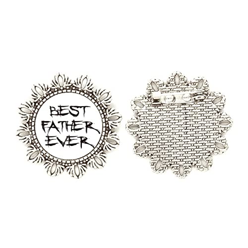 Broche de plata flor Best Father Ever Dad medium, joya masculina de solapa para papá