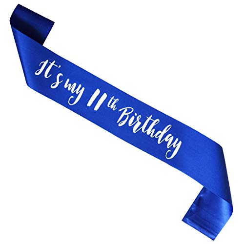 Blue It's My 11st Birthday sash, Boy or Girl 11 Years Birthday Gifts Party Supplies, Royal Blue Party Decorations