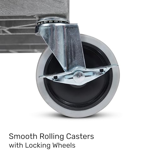 Image of Tubstr 3-Tier Rolling Utility Cart with Wheels | Supports 300 lbs. Total | Heavy-Duty Capacity for Garage Storage, Office Spaces, & Kitchen Use | Durable Tool Cart with Locking Wheels (Gray, 32 x 18)
