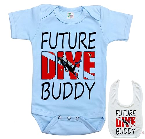 Image of Future dive buddy -Cute Diving & scuba theme Baby bodysuit onesie & bib set
