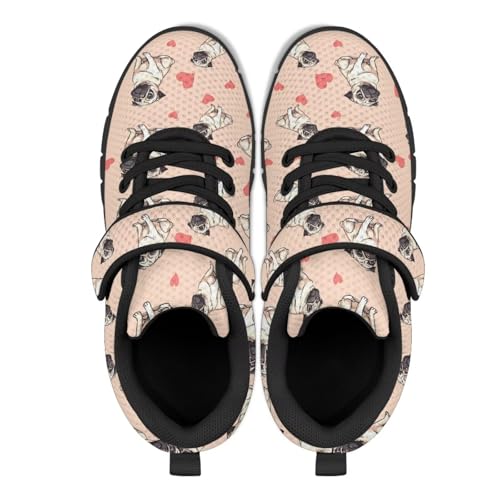 Dog Print Tennis Shoes with Hook & Loop for Kids Non Slip Breathable Strap Athletic Running Shoes for Walking3