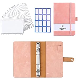 Smavles A6 Binder Notebook A6 PU Leather Notebook Binder 6-Ring Notebook Binder met 12 Transparante Enveloppen 16…