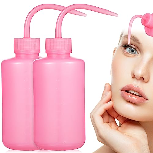 Wash Bottle 2Pcs 250ml Lash Squeeze Bottle Eyelash Wash Bottle with Scale Labels Plastic Squeeze Washing Bottle for Medical Lab, Supplies