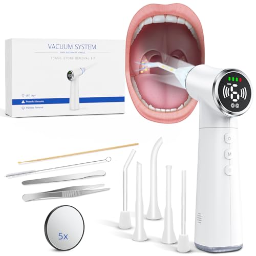 Upgraded Tonsil Stone Remover Tool, Upgraded Electric Tonsil Stone Removal Kit - with Built-in LED Light & 6-Level Suction for Bad Breath Prevention, Oral Suction Device for Stone Removal