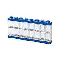 LEGO Minifigure Display Case 16 Blue, Stackable Container for Wall or Desk, Space for 8 Minifigures, Home Office Display Cabinets LEGO storage