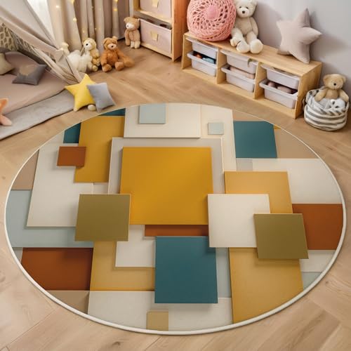 Tapis imprimé blocs de couleur simples jaune moutarde de style moderne 100cm