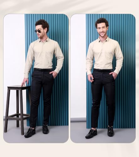 Image of CONTRARY Men's Pure Cotton Solid Stylish Casual & Formal Wear Shirt | Stylish Regular Fit Full Sleeve Comfortable Office Party Trendy Shirt - Multi Color