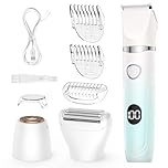 Lady Shaver for Women,3-in-1 Wet & Dry Use Bikini Trimmer for Women,Electric Painless Razor for Legs,Body,Private Area,Sensitive Skin (Gradient Green)