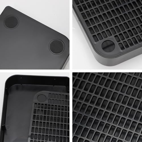 Umllpet Katzenklo Rampe, Katzenrampenstreubox Schritt, Katzentoiletten Treppe, Katzenschritt für Katzentoilette mit Filterfunktion für Kätzchen & ältere Katzen, 32x16x4 cm (Schwarz)