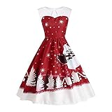 ⭐⭐⭐⭐⭐【Ärmellänge】: Ärmellos. Es ist cool zu tragen, ein neues Aussehen, ein neues Aussehen für dich. Vintage Weihnachten Party Kleid Retro Cocktailkleid Rockabilly Minikleid Kleidung Weihnachten Maxikleid Cocktailkleid A-Linie Kleid Santa Druck Kleid Frauen Vintage Weihnachten Oansatz Gedruckt Kurzarm A-Linie Swing Kleid Retro Xmas Abend Prom Swing Kleid übergröße Kleider Elegante Party Prom Kleider V-Ausschnitt Langarm Druck Silm Fit Herbst Festlich Kleid