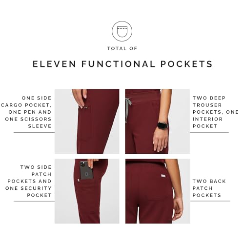 Image of FIGS YOLA High Waisted Skinny Scrub Pants for Women - 11 Pockets, 4-Way Stretch, Yoga Waistband