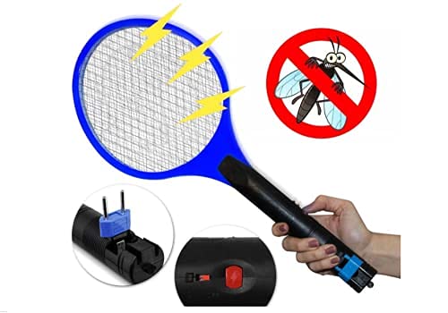 Raquete Elétrica Recarregável Mata Mosquitos Moscas Insetos (Azul)