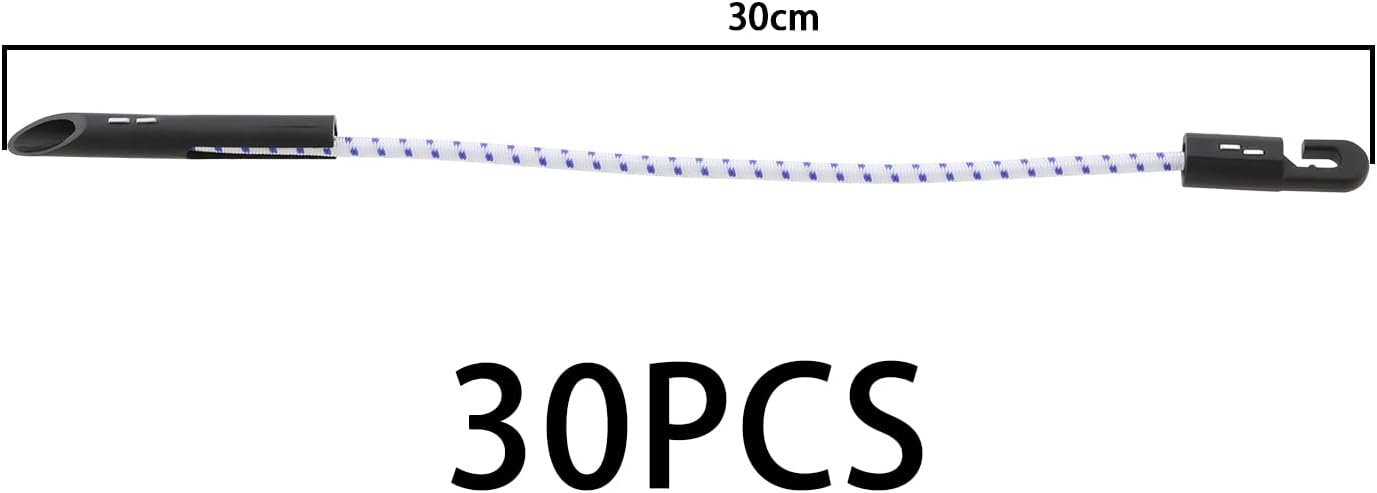 30 Pcs Elastic Bungee Toggle Ties Down Shock Cord Elastic Tie Blue Spot Down Straps for Scaffold Sheets Tarpaulins Jumping Net 30cm, BI866W