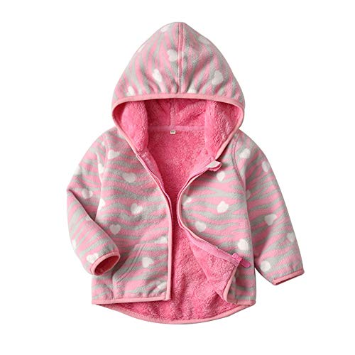 JanLEESi Toddler Polar Fleece Hoodie Jacket Baby Boys Girls Winter Warm Outerwear,Heart,1-2T
