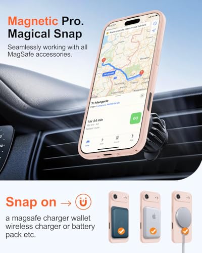 Image of Magnetic for iPhone Air Case,Shockproof Matte Cover,Cute Pink | with Screen Protector,Compatible with MagSafe,Military Grade Drop Protection,Full Camera Protection,Non-Slip Design Case