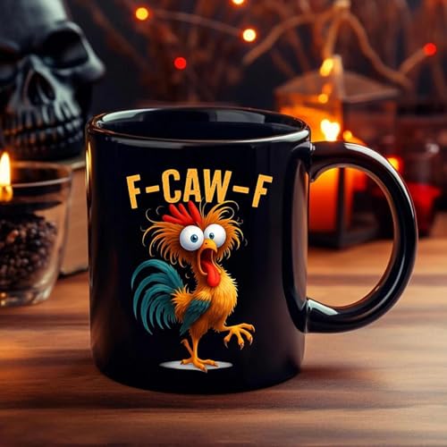 keloppasit F Caw F Mug 350 ml humoristique en forme de coq en céramique, expressions exagérées, tasse à café, pour Noël, Saint-Valentin, femmes, amis,...