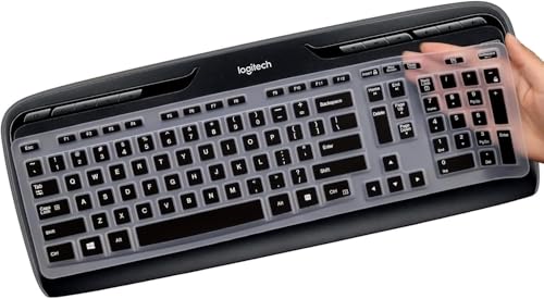 Image of OJOS Keyboard Cover for Logitech MK320 K330 MK335 YR002 /Y-R0009 Wireless Keyboard, Ultra Thin Silicone Keyboard Protector Skin Logitech MK320 K330 MK335 Accessories-Black